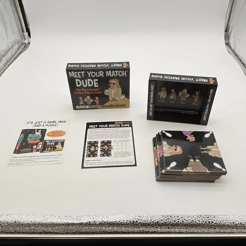 The Big Lebowski Meet Your Match Dude Puzzle Game Coasters Adult Complete.